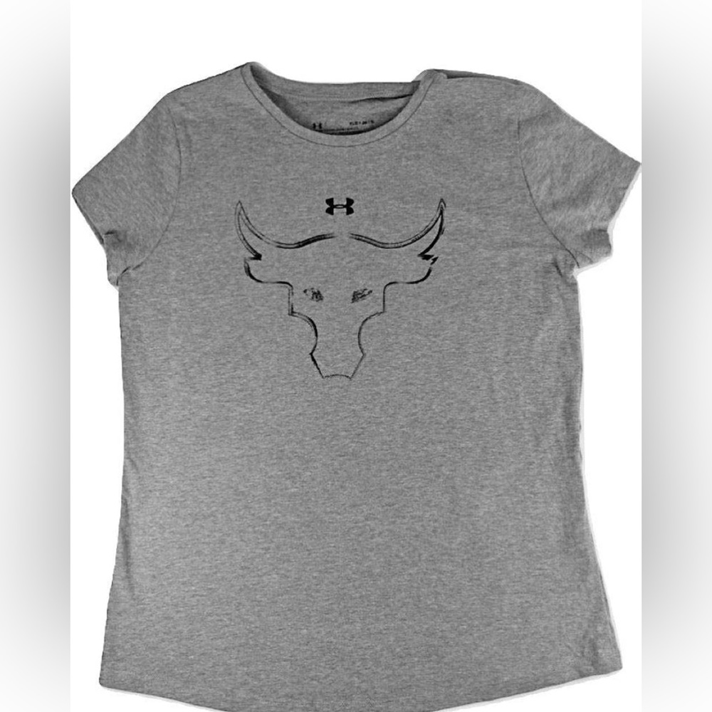Grey shirt with bull on it, Brand-Underarmor, size extra small